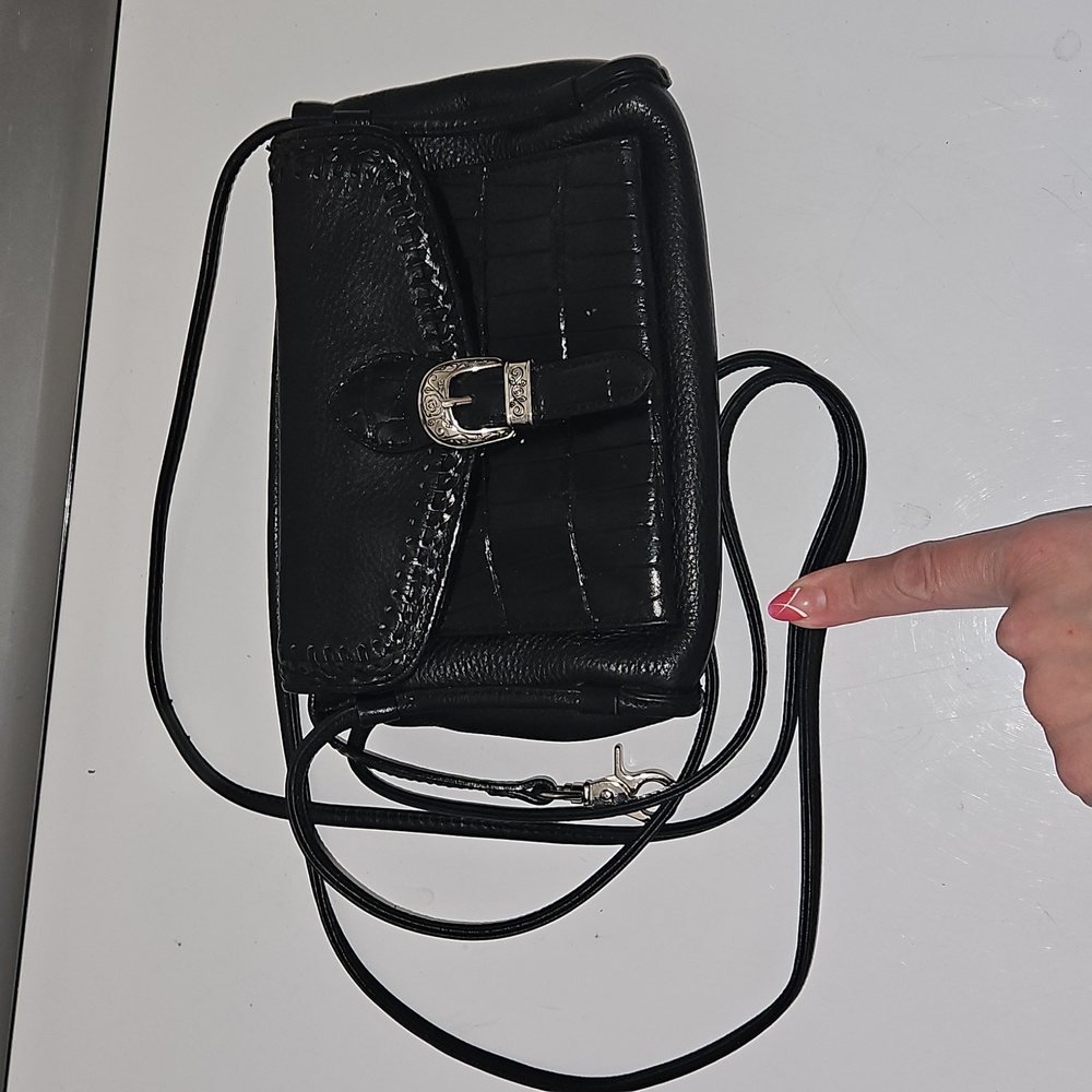 Maggib Croc Embossed Pebble Leather Crossbody Bag